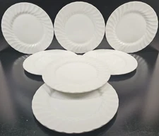 (7) Myott Meakin Off White Dinner Plates Set Vintage Swirl 1982 England MYM8 Lot