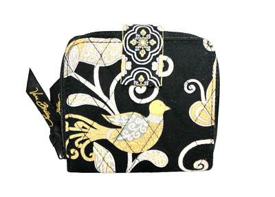 VERA BRADLEY Snap Tab Bifold Compsct Wallet Yellow Bird Black Multi Quilt Cotton