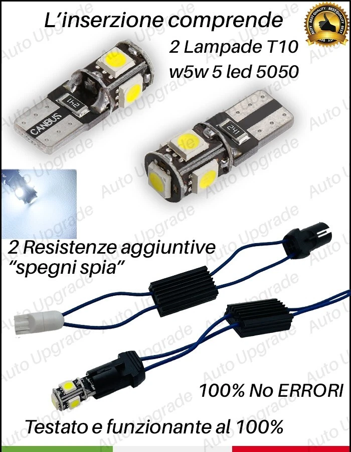 COPPIA 2 LUCI TARGA 5 LED PER JEEP RENEGADE T10 W5W + SPEGNI SPIA 100% No ERRORE - Immagine 3 di 3