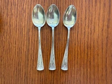 Three sterling Virginia engraved No. 21 demitasse coffee spoons Dominick & Haff