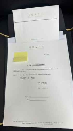 Graff 18K White Gold & Diamond Tennis Bracelet Blue Sapphire Heart Bracelet - Picture 4 of 19