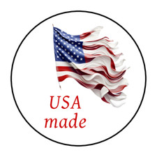 "USA made" labels, stickers, tags American flag