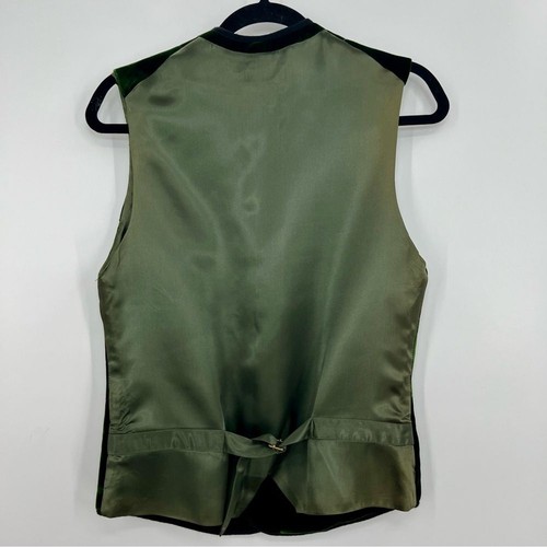 J. Peterman Silk Velvet Button Down Sleeveless Green Vest Jacket Small Western - Picture 6 of 6