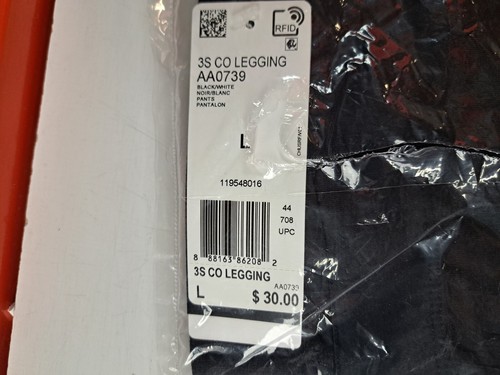 Adidas Women's 3S Cotton Leggings - Black, Size Large - Picture 4 of 6