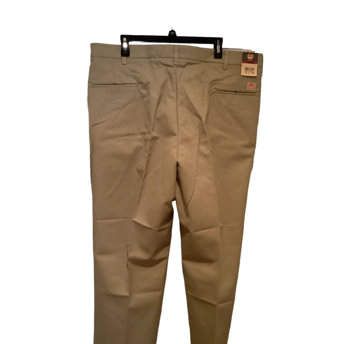 Men's Red Kap Pleated Khaki Work Pants Size 42” Easy Care Cotton Poly NEW  W/Tag