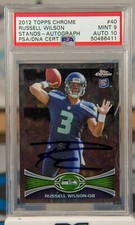2012 Topps Chrome 40 Russell Wilson RC Rookie Auto Autograph PSA 9/10 On Card IP
