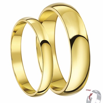 9 Karat Gelbgold D-förmige Eheringe leichtes Set 3&5 mm/4&6 mm 