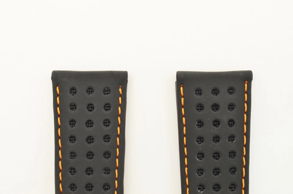 Correa de reloj Citizen Eco-Drive 23 mm de cuero negro con costuras naranjas CA0467-11H Foto 4 de 4