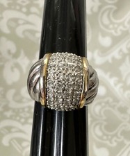 Sterling Silver and Rhinestone Crystal Domed Ring Size 7