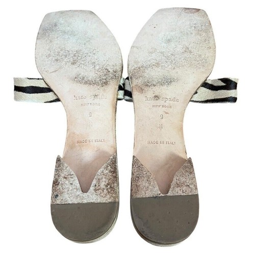 Sandalias de cuero Kate Spade New York hechas en Italia pelo de becerro cebra piel talla 9 - Imagen 15 de 16