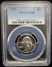 1951 Silver Proof Washington Quarter 25c PCGS PR66 | See Pics PF66