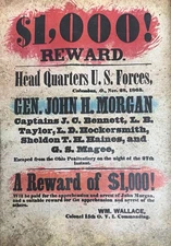 Reproduction of reward poster for Confederate General John H. Morgan