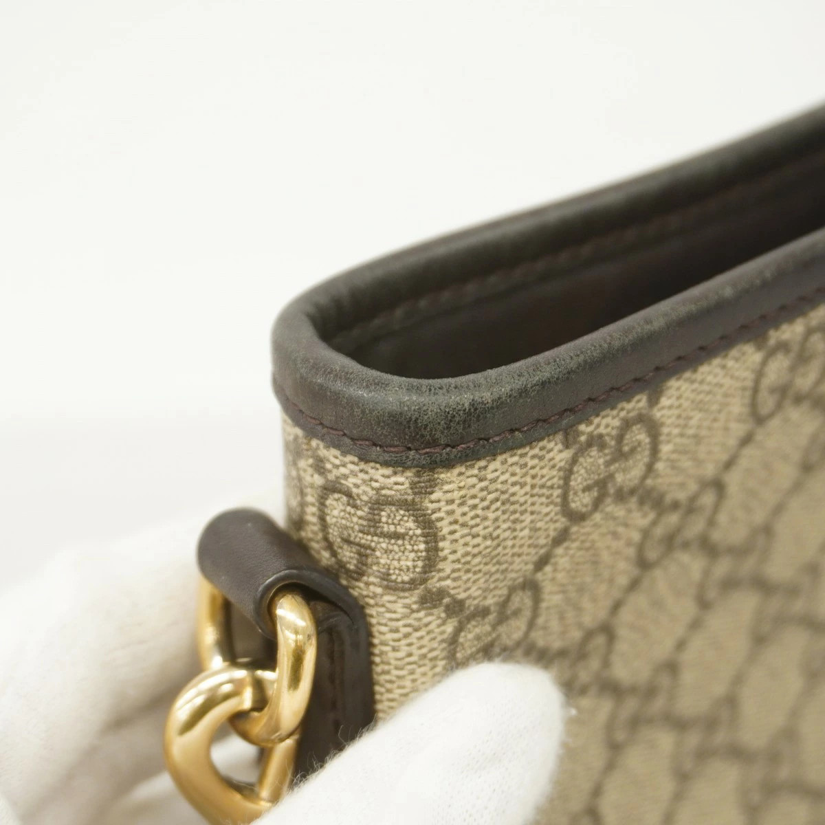 Gucci GG Supreme Shoulder Bag PVC Brown Gold Hardware thumbnail 7