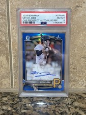 2025 BOWMAN CHROME PROSPECT AUTO BLUE REFRACTOR #CPAMJ MITCH JEBB 3/150 PSA 8