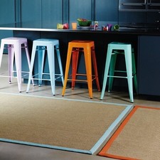 Sisal Rug Natural Large 100% Sisal Rug Natural/Aqua Blue Border Rug