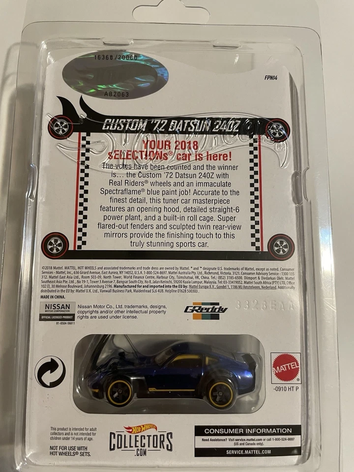 Hot Wheels RLC 2018 Selections Custom '72 Datsun 240Z #16368/20000 - Image 2 of 3