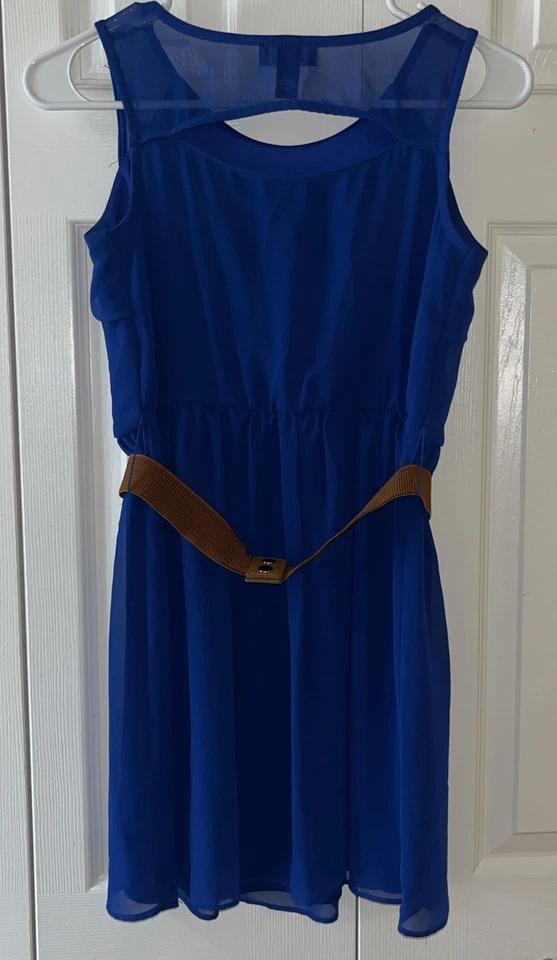 💙🦋 Vestido para Niñas Azul Amy’s Closet Primavera Volantes con Cinturón Talla 7 💙🦋 Foto 2 de 3
