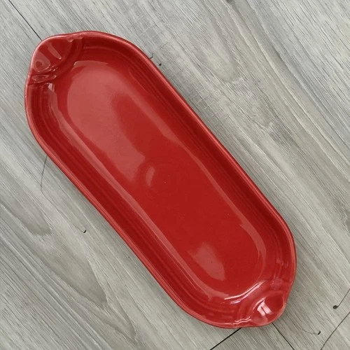 Vintage FIESTA WARE Scarlet 9.5” Relish Tray Corn Cob Dish Holder  RETIRED USA
