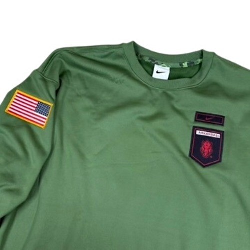 Nike Arkansas On Field Militär Rundhalsausschnitt Sweatshirt Damen M grün USA Flagge neu mit Etikett - Bild 1 von 9