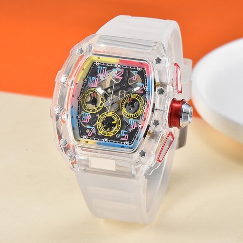 Orologio al Quarzo Fashion Trend Uomo Trasparente Colorato a Forma di Botte Orologio Uomo - Foto 5 di 17