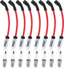 High Performance Spark Plugs and Wires Set of 8 Fit for 2000-2013 Chevy Silverad