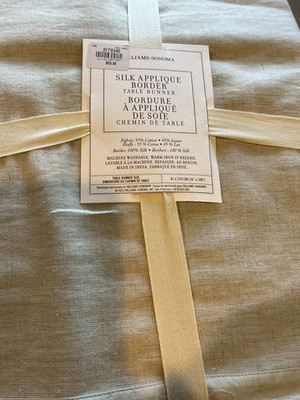 Williams Sonoma Linen silk  Table Runner 16 X 90 flax New w tag