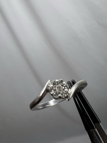 Vintage Natural Diamond Flower Cluster Sterling Silver 925 Ring - Picture 17 of 18