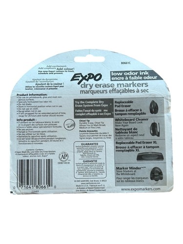 Expo Dry Erase Chisel Point Markers - 4 Pack, Black - 80661C - Low Odor Ink - Picture 2 of 3