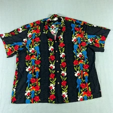 Paradise Found Hawaiian Shirt Mens 4XL Parrot Floral Rayon Button Up Beach