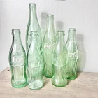 Vintage Coca-Cola Green Glass Bottle Lot Of 6. 6-16 oz 1960s-1980s