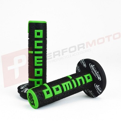 Domino A360 Black & Green Offroad Griffe und schwarze Griffpolster für Zero Bikes