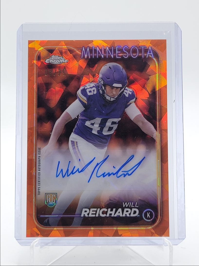WILL REICHARD 2024 TOPPS CHROME SAPPHIRE ROOKIE ORANGE RC AUTO /25 Q4060