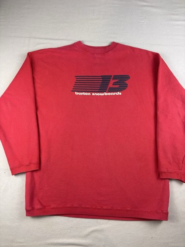 Vintage Burton Snowboards Sweatshirt Size Medium Red Crewneck Ski Winter 90s