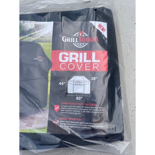 Grill Tough 60''L x 28''W x 44''H Grill Cover for 60″ Outdoor Grills, Black - Photo 2/3