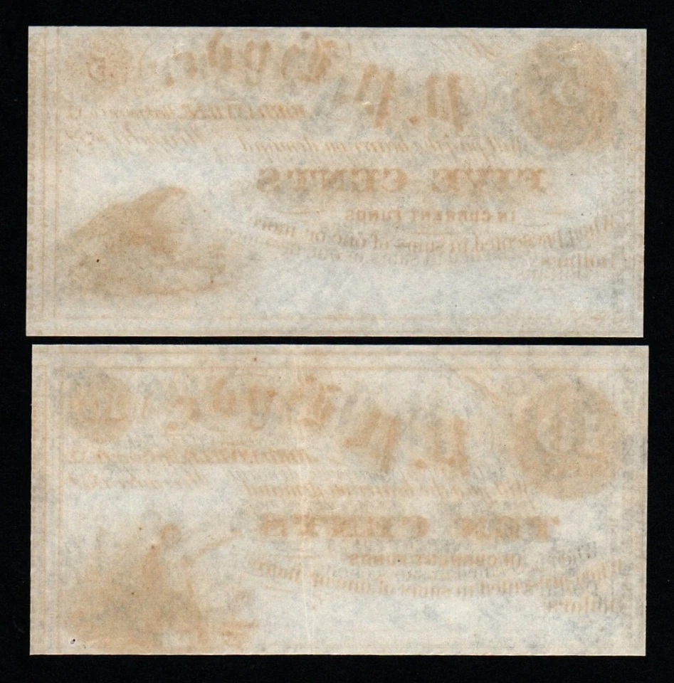 1852 5c & 10c SET Jordanville, NY, P.P. Hyde Dry Goods UNC Obsolete Notes! - Image 2 of 2