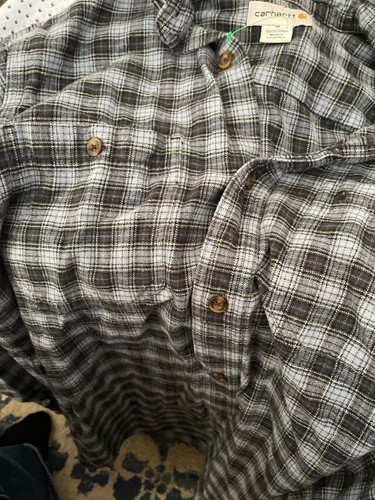 Carhartt Herren kariertes Button-Up Hemd mittelblau/grau 100% Baumwolle Regular Fit - Bild 5 von 12