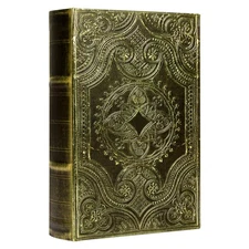Decorative Vintage Style Fake Book Box - Faux Leather Embossing Box, Large Si...