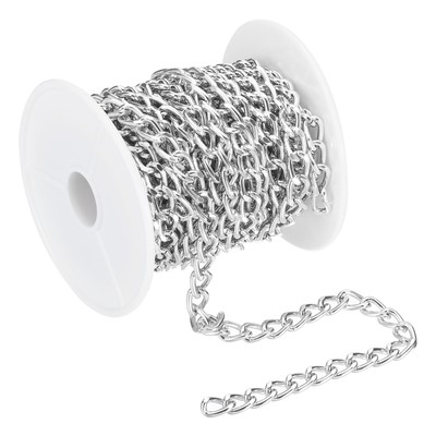 16 Fuß Panzerkette, gedrehte kubanische Gliederkette mit Spule 9 x 6 x 1,5 mm, Silber