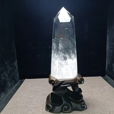 3.08LB Natural Clear Quartz Crystal Obelisk Tower Point Wand Reiki Healing+stand