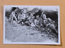 WWII German Photo Wehrmacht Soldiers in Field Camp w Camp Zeltbahn Tent dogtags