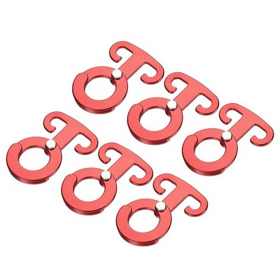 Aluminum T-hooks, rope tent self-locking camping buckles, red pcs 6