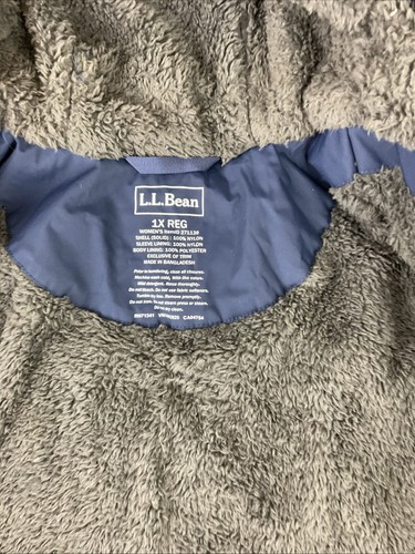LL Bean Women's 1X Reg Blue Jacket Coat Sherpa Fleece Lined Hooded #271138 - Picture 2 of 12