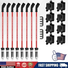 8X OEM Square Ignition Coil w/ Spark Plug Wire For Chevy GMC 5.3L 6.0L 8.1L 4.8L