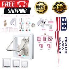 Cat Door Flap Outer Size 7.5" x 7.8", 4 Way Locking Medium Cat Door for Inter...