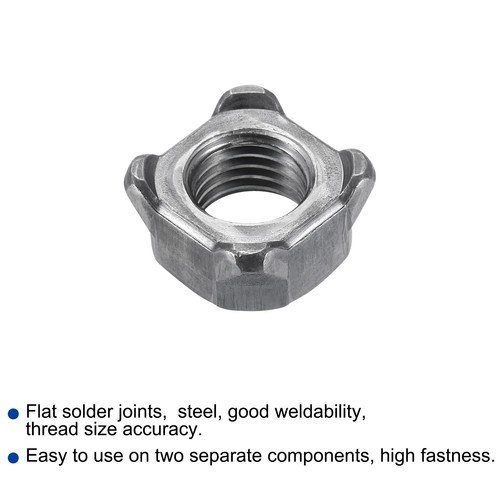 Weld Nuts, M16 Square UNC Carbon Steel Machine Screw Gray 100Pcs - Imagen 4 de 5