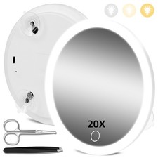 20X Magnifying Mirror with Lights, 20X Magnified Mirror with 3-Color Light Ad...