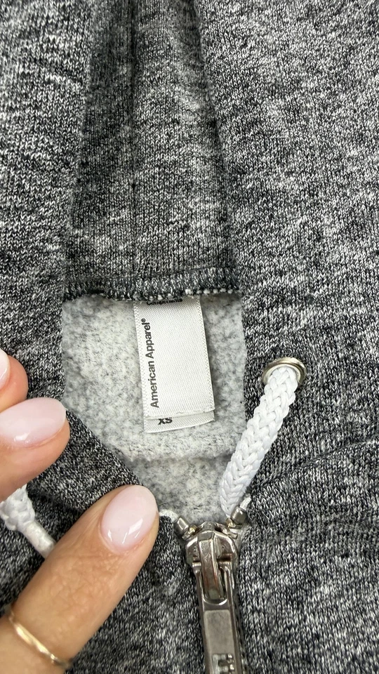 Sudadera con Capucha American Apparel Para Hombres XS Gris Jaspeado Cremallera Completa Hecha en EE. UU. Foto 3 de 4