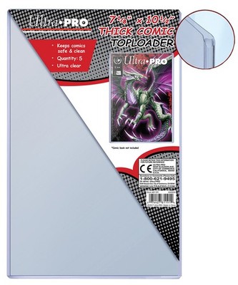 5 Ultra Pro Thick Comic Book Toploaders New 7-1/8x10-1/2 Protector Storage