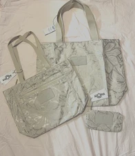 NWT Aloha Collection Bag Set of 3 Backyard Day Tripper Go To Tote Mini Pouch
