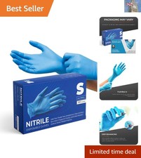 Comfort Fit Blue Nitrile Disposable Gloves - 100 Count, Waterproof & Strong